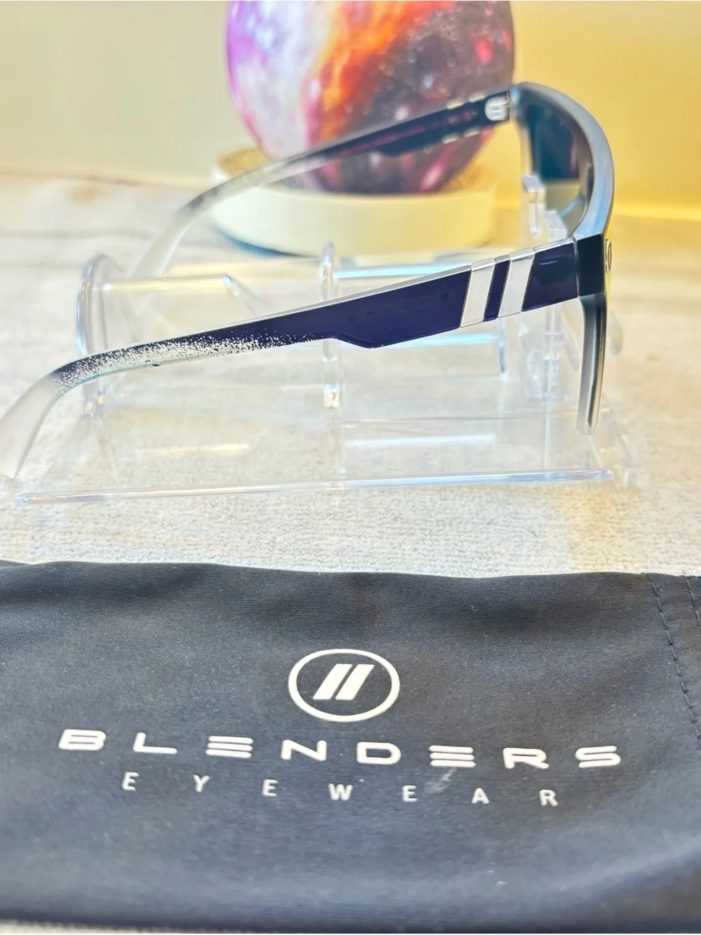 Blenders Red Explosion Polarized Mirrored Shield Sunglasses Blue Frame Red Lens